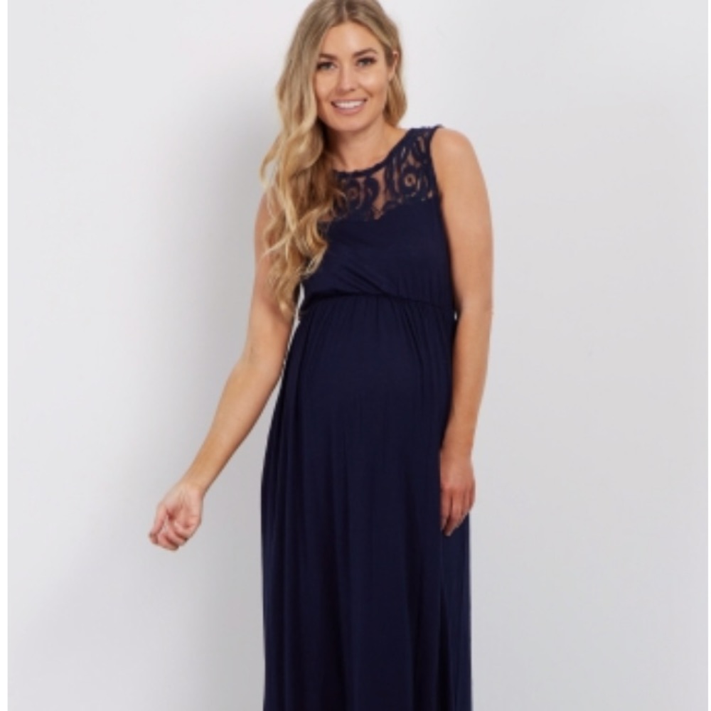 NWT PinkBlush Maternity Navy Lace Dress Medium